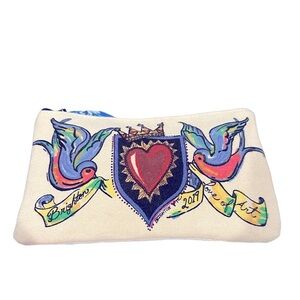 BRIGHTON CANVAS 2019 LOVE OF ART ZIP ART HEART SMALL STASH POUCH MAKEUP CASE